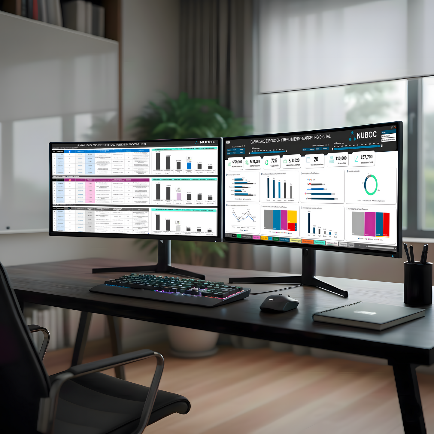 plantilla Excel de marketing digital tipo dashboard para emprendedores
