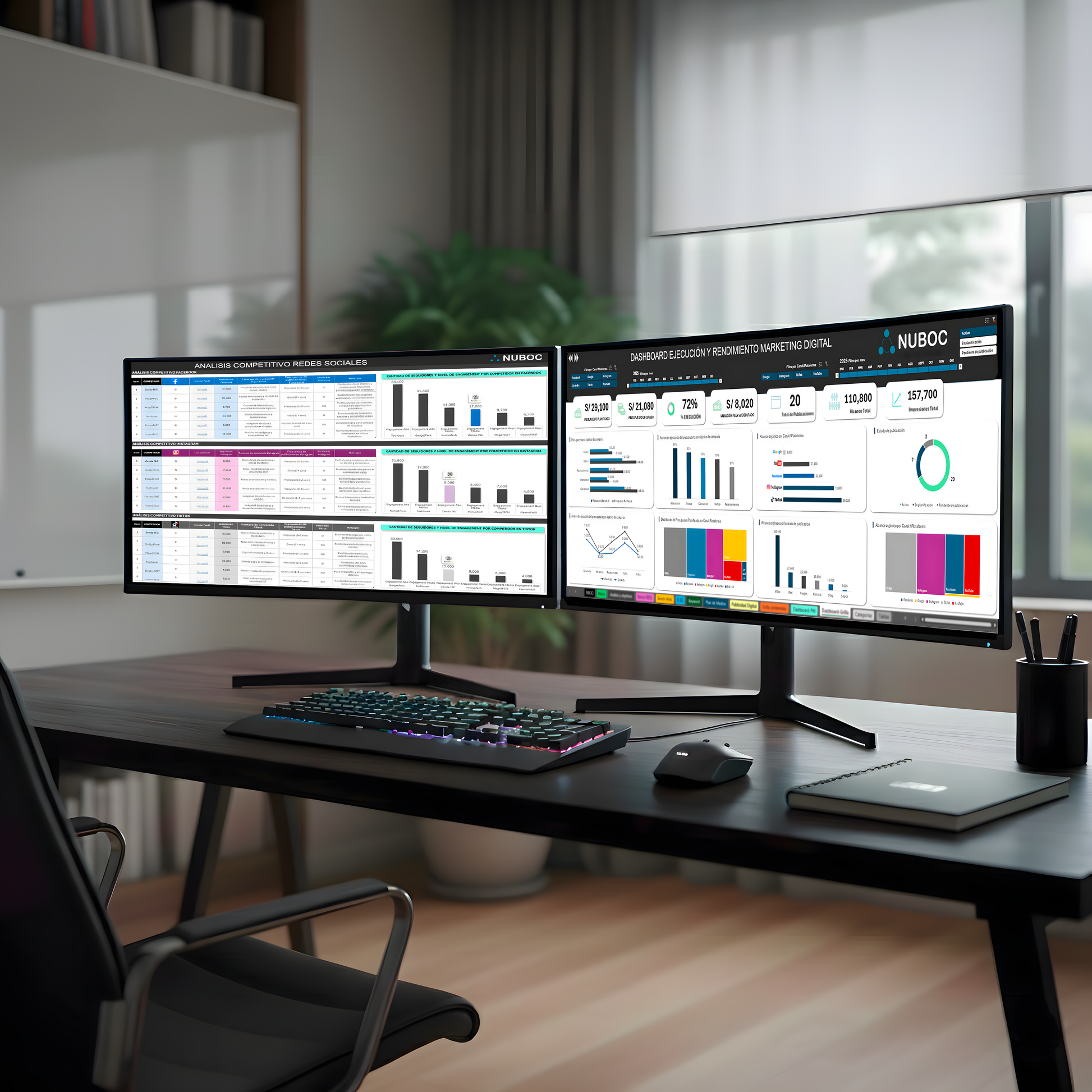 plantilla Excel de marketing digital tipo dashboard para emprendedores